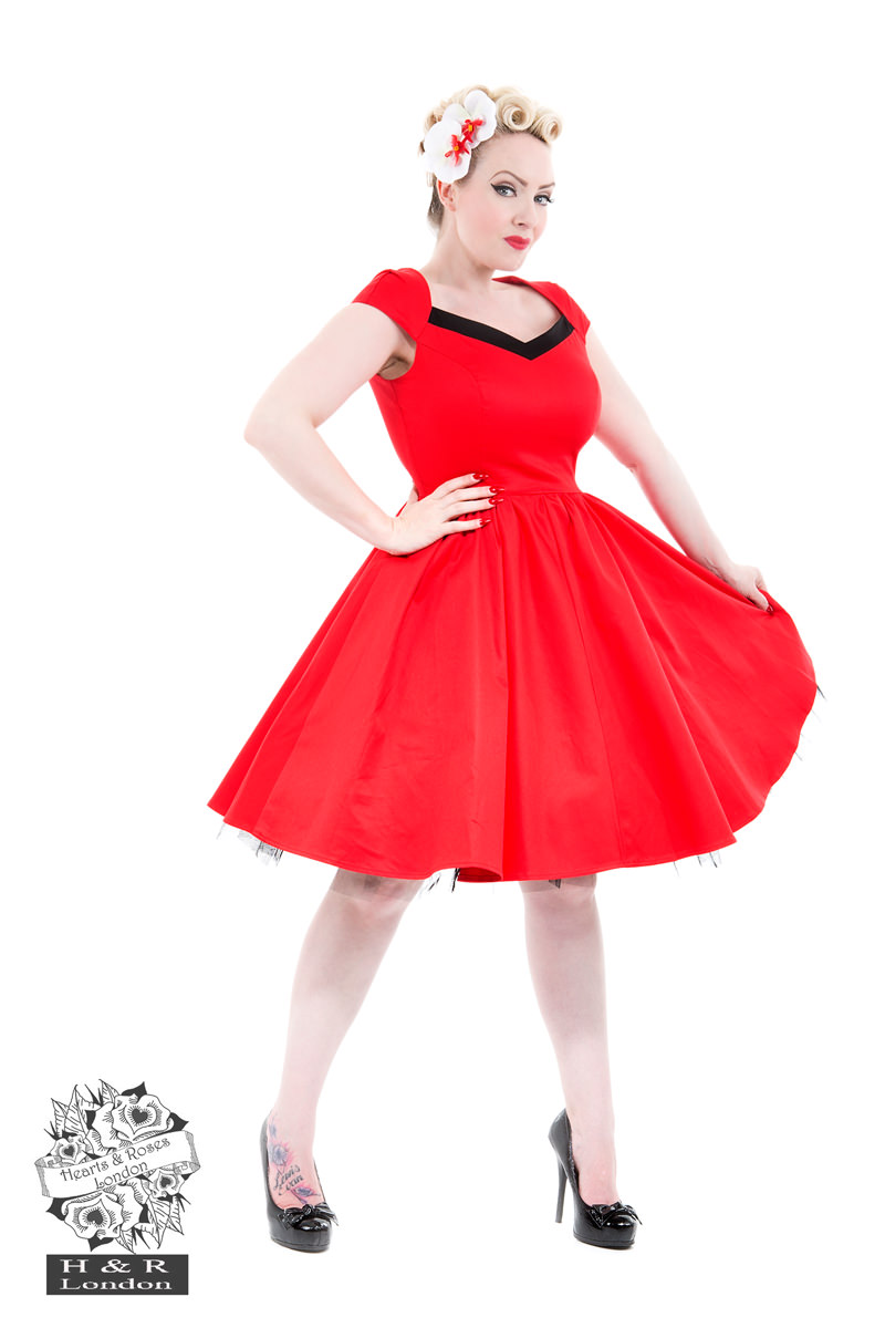 Black Red Bow Lady Hepburn Dress